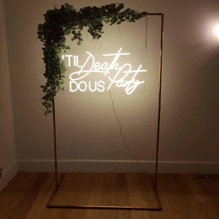 Til Death Do Us Party Neon Sign with Greenery